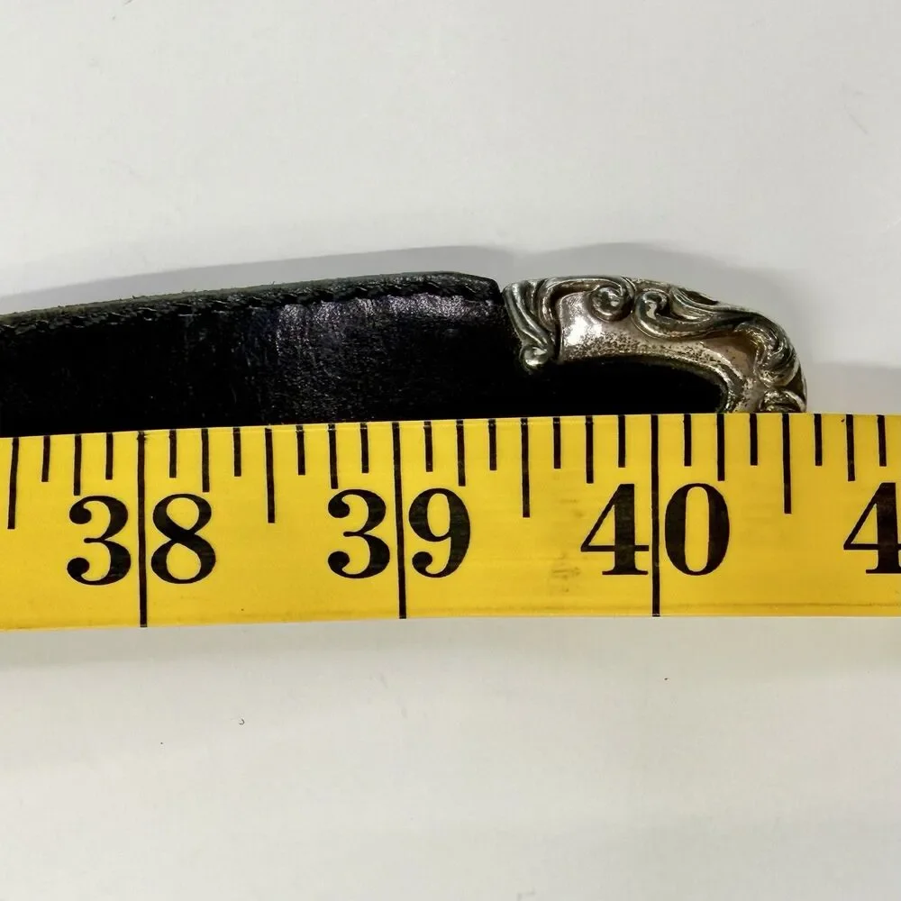 Vintage FOSSIL Black Leather Belt 31-35